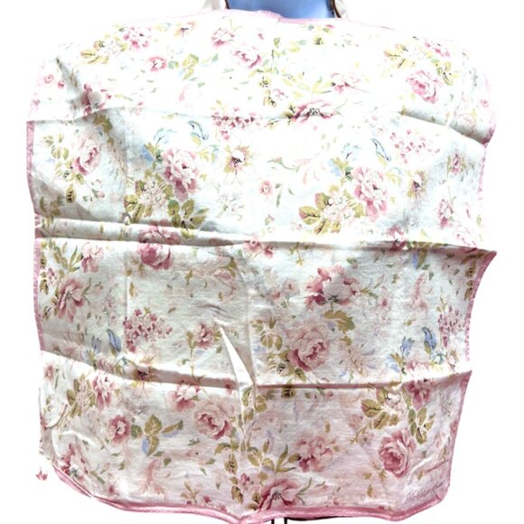 Unused Polo Ralph Lauren Mini Scarf cotton 20" light pink peach green roses(87) - Picture 3 of 5